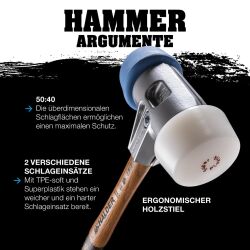 HALDER SIMPLEX Schonhammer Ø 50:40 mm Superplastik mit Tempergussgehäuse