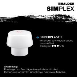 HALDER SIMPLEX Schonhammer Ø 50:40 mm Superplastik mit Tempergussgehäuse