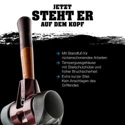 HALDER SIMPLEX Schonhammer Ø 60 mm Gummi schwarz / TPE-soft blau mit Standfuß kurzer Stiel mit Tempergussgehäuse | Gravur möglich