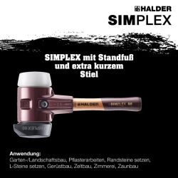 HALDER SIMPLEX Schonhammer Ø 60 mm Gummi schwarz / Superplastik mit Standfuß kurzer Stiel mit Tempergussgehäuse | Gravur möglich
