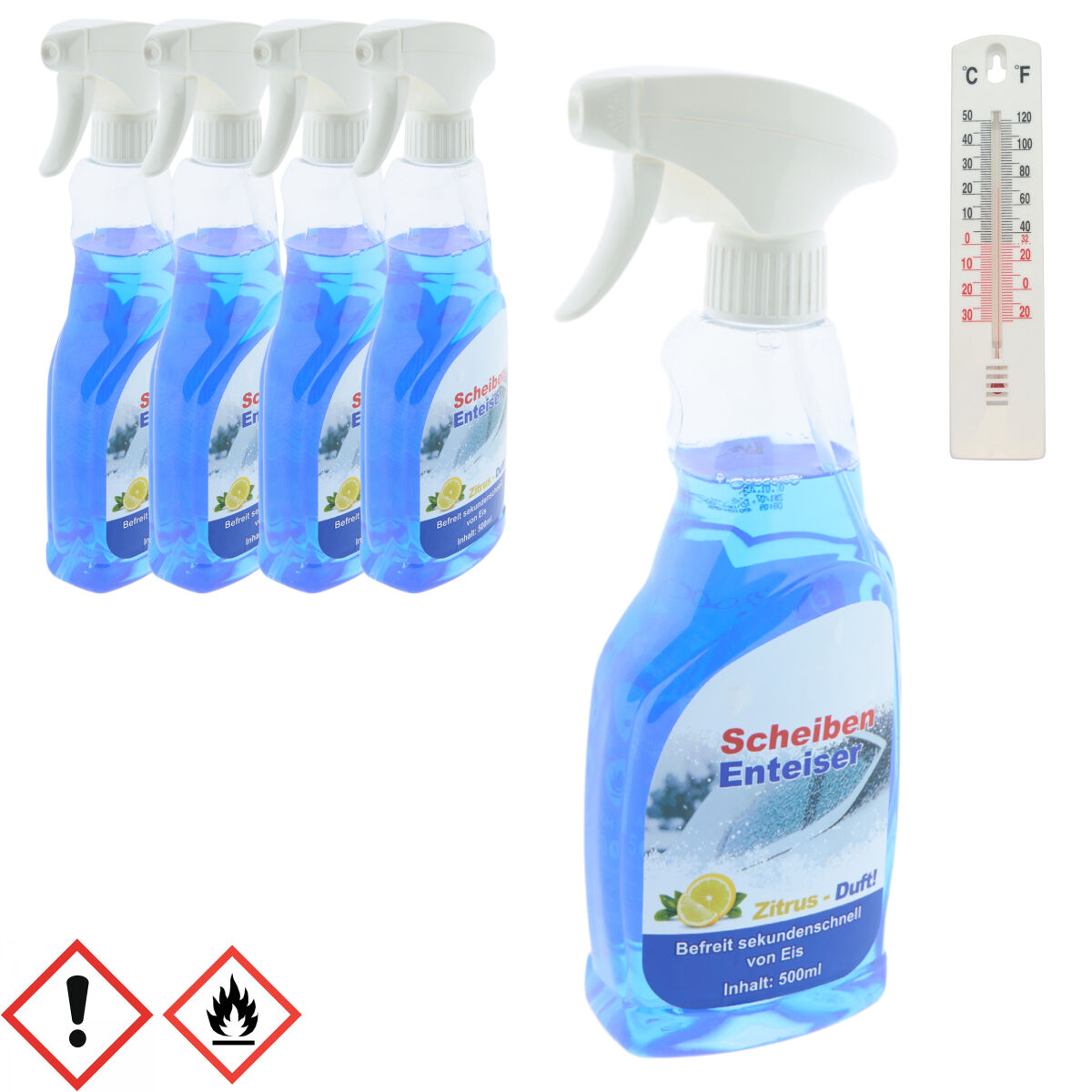 der kleine Handwerker 5 X Scheibenenteiser 500 Ml In Sprühflasche + Gratis Thermometer