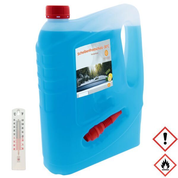 Scheibenfrostschutz 5 Liter bis -30° C mit Trichter + Thermometer
