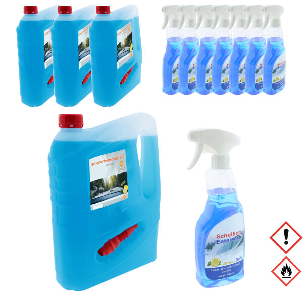 4 x Scheibenfrostschutz 5 Liter bis -30° C + 8 x Scheibenenteiser 500 ml