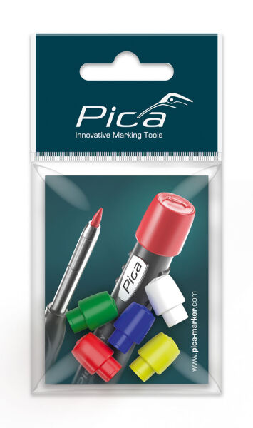 Pica Dry 5 x farbige Stiftkappe Rot Blau Grün Gelb Weiß