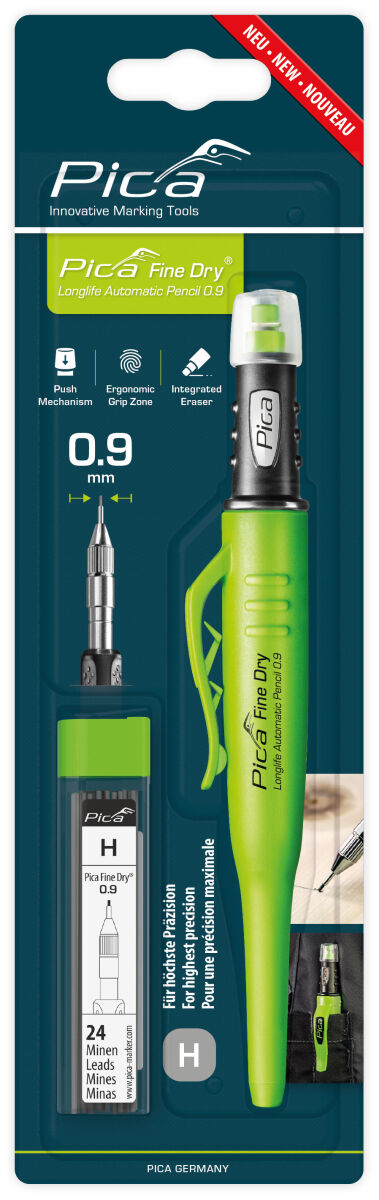 Pica FINE Dry Longlife Automatic Pencil Tieflochmarker + 24 x Ersatzminen Graphit H