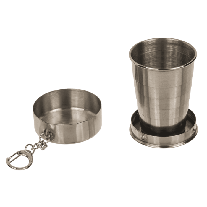 Schlüsselanhänger faltbares Schnapsglas aus Metall