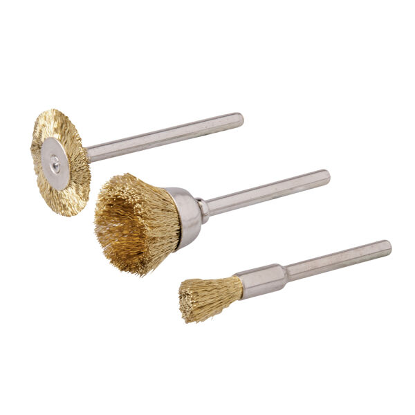Messingbürsten Ø 5, 15 und 20 mm für Rotationswerkzeuge Set 3-tlg.