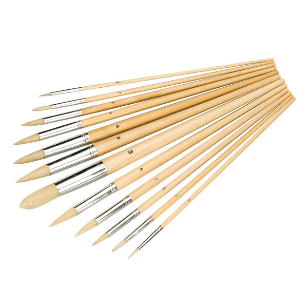 12 x Künstlerpinsel mit zulaufenden Spitzen und Naturborsten