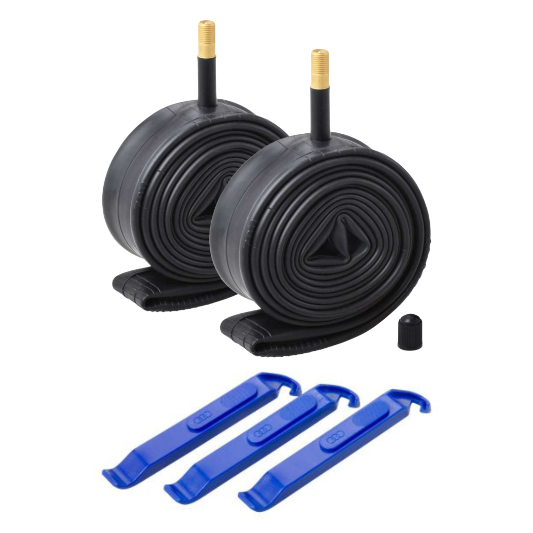 2 x Fahrradschlauch 26" - 27,5" Autoventil + 3 x Reifenheber im Set