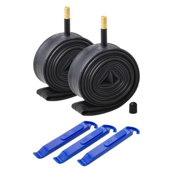 2 x Fahrradschlauch 26" - 27,5" Autoventil + 3 x Reifenheber im Set