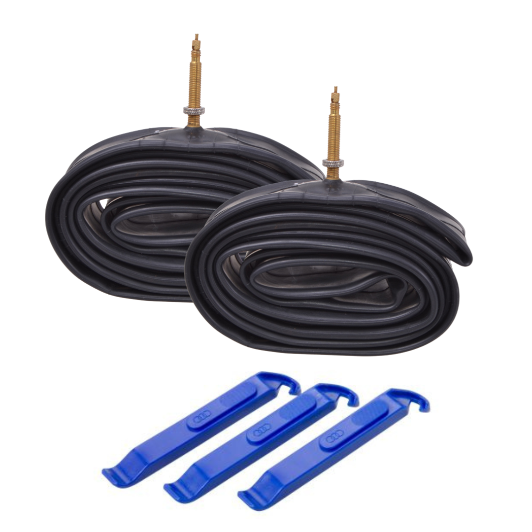 2 x Fahrradschlauch 28" Sclaverand-Ventil + 3 x Reifenheber im Set
