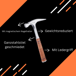 DACHKRONE Set 3 – PICARD Ganzstahl-Latthammer Nr. 790 1/2 & Zimmermannswinkel 180 mm mit Bohrlehre