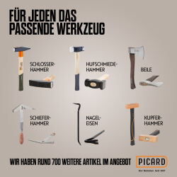 DACHKRONE Set 4 – PICARD Kreuzschweifhammer Nr. 175, Flachzange Nr. 192 & Plastikhammer Nr. 252