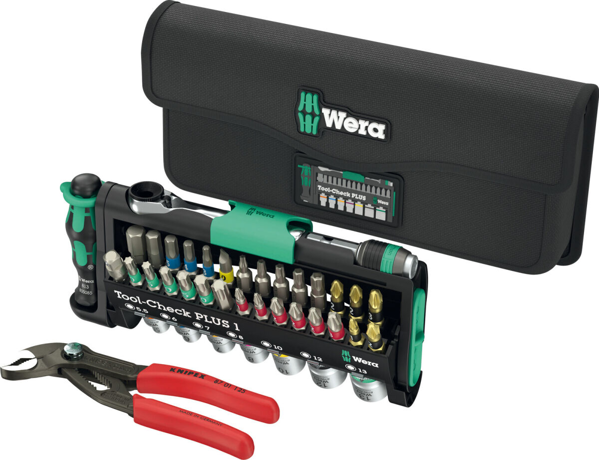 Wera Tool-Check Combi 1 Mit Knipex Cobra Wasserpumpenzange Werkzeug Set