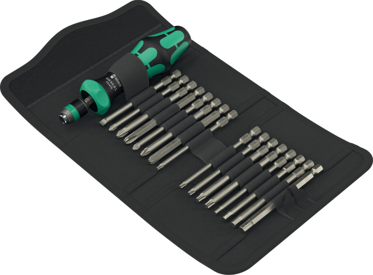 Wera Kraftform Kompakt 60 RA-R 1 Ratschenschraubendreher mit Bits und Tasche 17-tlg.