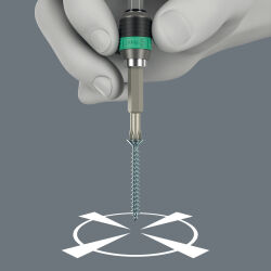 Wera Kraftform Kompakt Pistol RA-R 1 Pistolen-Ratschenschraubendreher mit Bits und Halter 7-tlg.