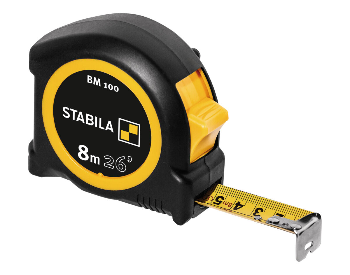 STABILA Taschenbandmaß 8 m (26") cm/inch-Skala BM 100