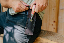 KIRSCHEN W.I.N.A.C. Kurzbeitel in Lederholster 35 mm mit Skateboardheft 1155000 | Gravur möglich