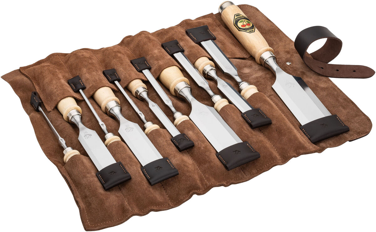 KIRSCHEN Stechbeitelsatz in Ledertasche 12-tlg. 2-4-6-10-12-16-20-24-26-30-40-50 mm 1191002