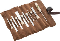KIRSCHEN Bildhauerbeitelsatz in Ledertasche 12-tlg. mit Achtkantform GALIP 3188000