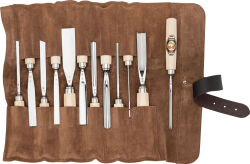 KIRSCHEN Bildhauerbeitelsatz in Ledertasche 12-tlg. mit Achtkantform GALIP 3188000