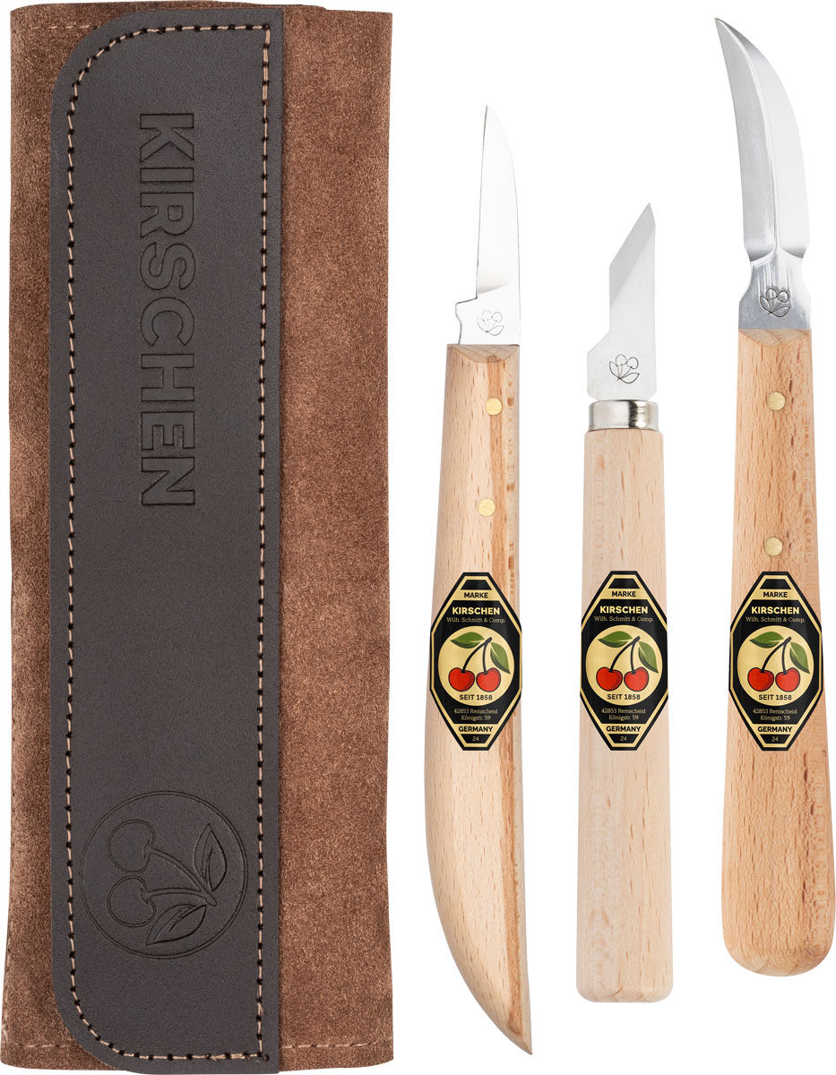 KIRSCHEN Schnitzmessersatz in Ledertasche 3-tlg. 3307000