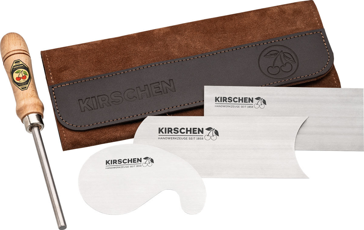 KIRSCHEN Ziehklingensatz 4-teilig in Veloursleder-Tasche inkl. Ziehklingenstahl 3824001