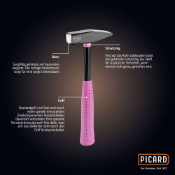 PICARD Schlosserhammer Pink Edition 300g Nr. 30216 | Gravur möglich