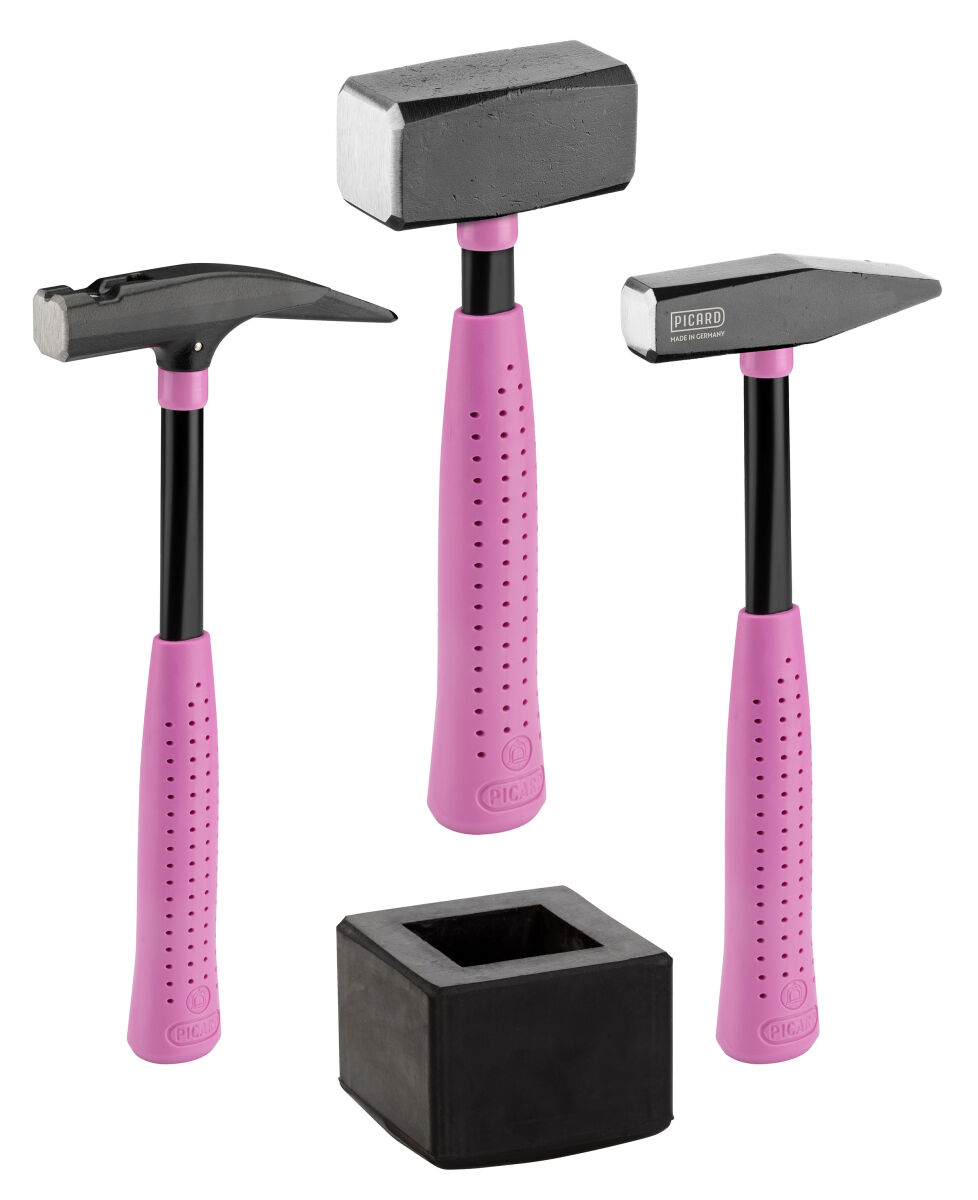 PICARD Pink Edition Set Latthammer glatt + Schlosserhammer + Fäustel | Gravur möglich