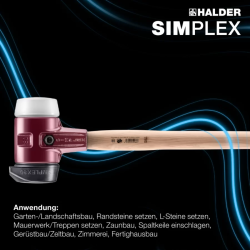 HALDER SIMPLEX Vorschlaghammer Ø 100 mm Gummi / Superplastik mit Standfuß und Termpergussgehäuse