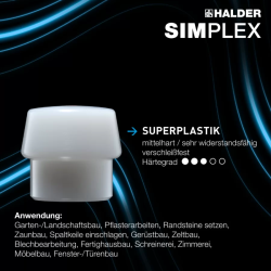 HALDER SIMPLEX Vorschlaghammer Ø 100 mm Gummi / Superplastik mit Standfuß und Termpergussgehäuse