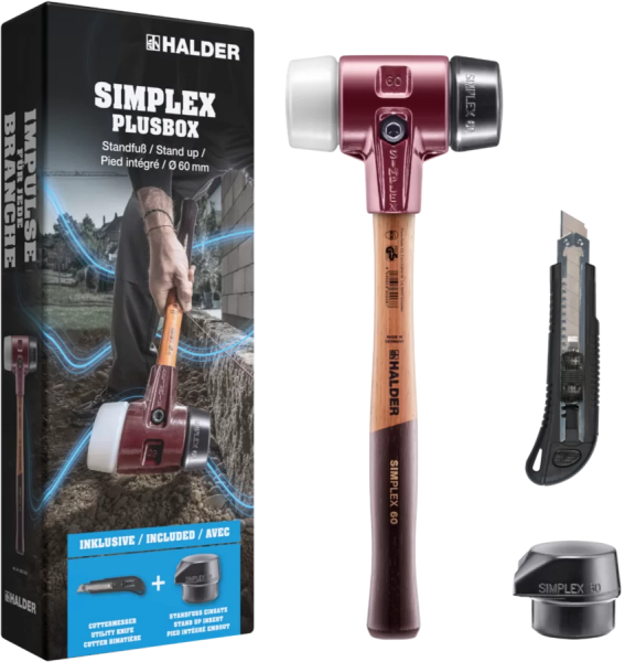 HALDER SIMPLEX Plusbox Standfuß Ø 60 mm Superplastik / Gummi + Cuttermesser