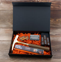 PICARD Geschenkbox vergoldeter Hammer 298f mit Gravur | Exklusives Handwerker Geschenk zu Weihnachten, Geburtstag & Jubiläum