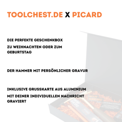 PICARD Geschenkbox vergoldeter Hammer 298f mit Gravur | Exklusives Handwerker Geschenk zu Weihnachten, Geburtstag & Jubiläum