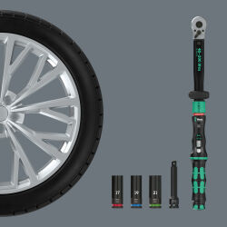 Wera Click-Torque Lock C 3 KFZ-Radwechsel-Set 1 Drehmomentschlüssel inkl. 3 Nüssen + Verlängerung