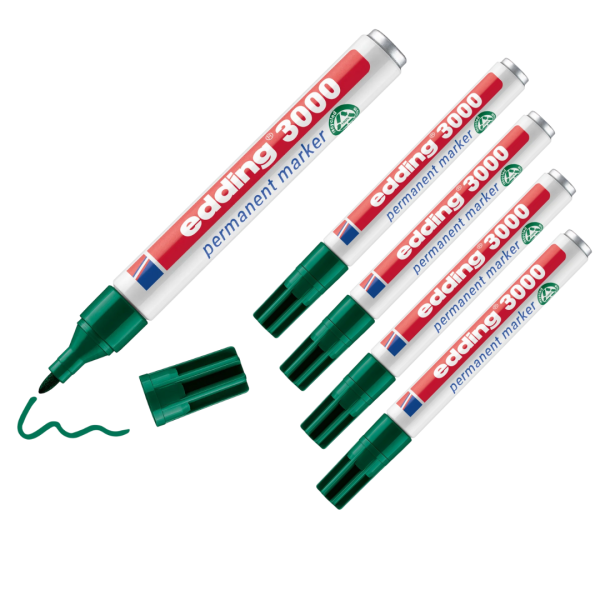 5 x edding 3000 Permanentmarker grün im Set