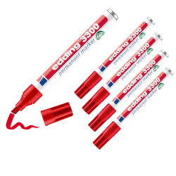 5 x edding 3300 Permanentmarker rot im Set