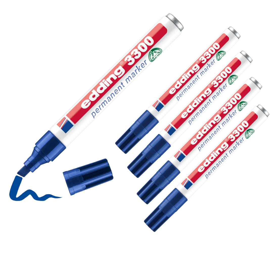 5 x edding 3300 Permanentmarker blau im Set