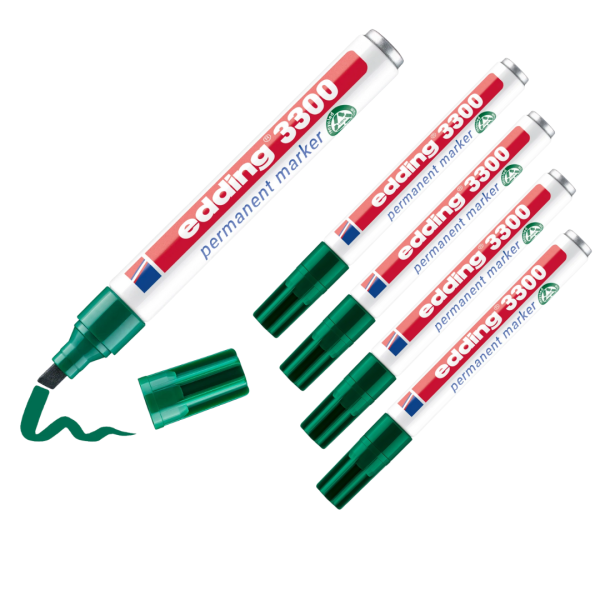 5 x edding 3300 Permanentmarker grün im Set