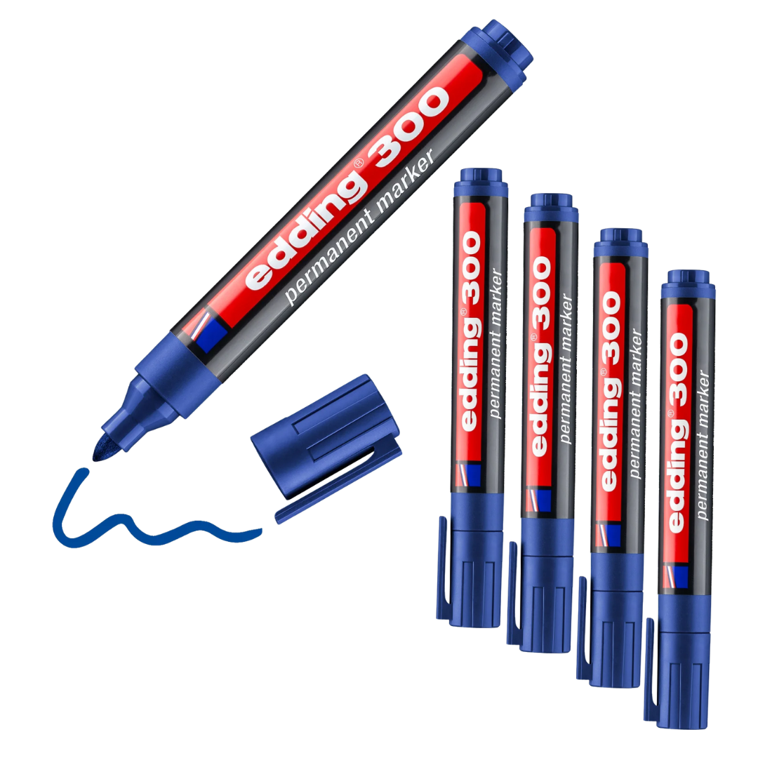5 x edding 300 Permanentmarker blau im Set