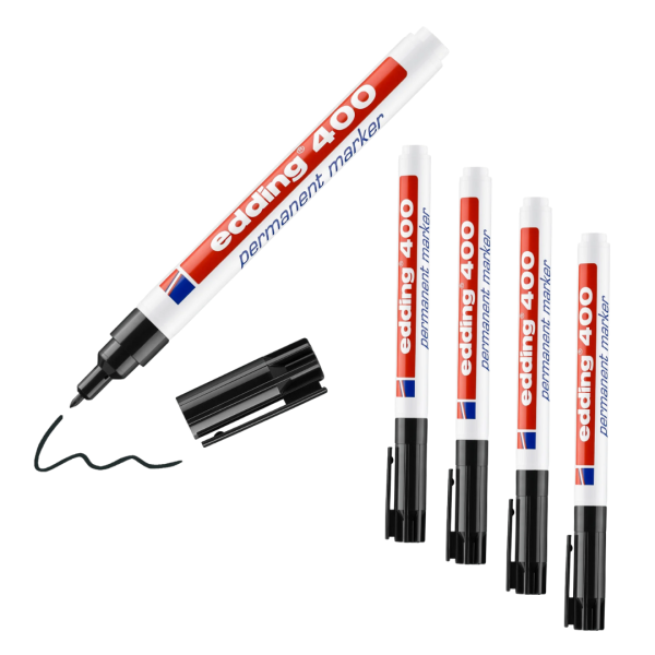 5 x edding 400 Permanentmarker Schwarz im Set