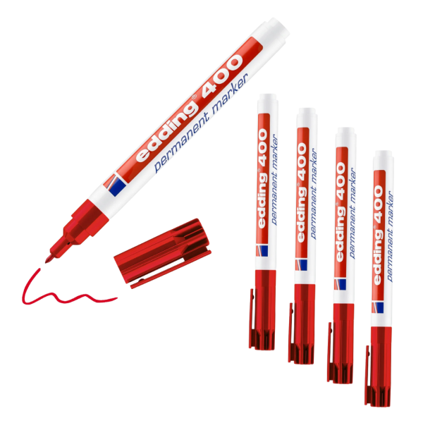 5 x edding 400 Permanentmarker Rot im Set