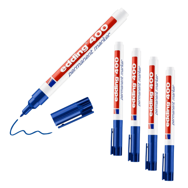 5 x edding 400 Permanentmarker blau im Set