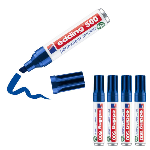 5 x edding 500 Permanentmarker blau im Set