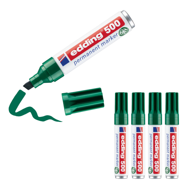 5 x edding 500 Permanentmarker grün im Set