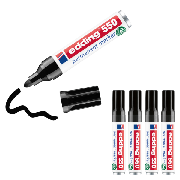 5 x edding 550 Permanentmarker Schwarz im Set