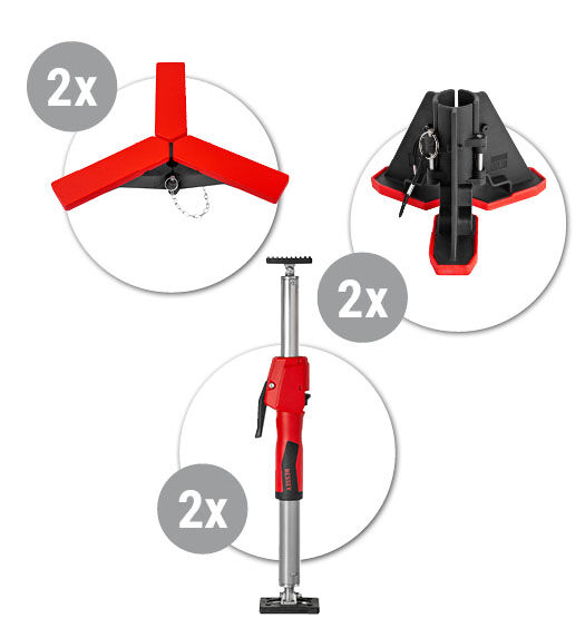 BESSEY Montageset 1 - 2x Deckenstütze STE55 40-55cm + 2x Stativ STE-KBS + 2x Deckenstativ STE-DS STE55-SET
