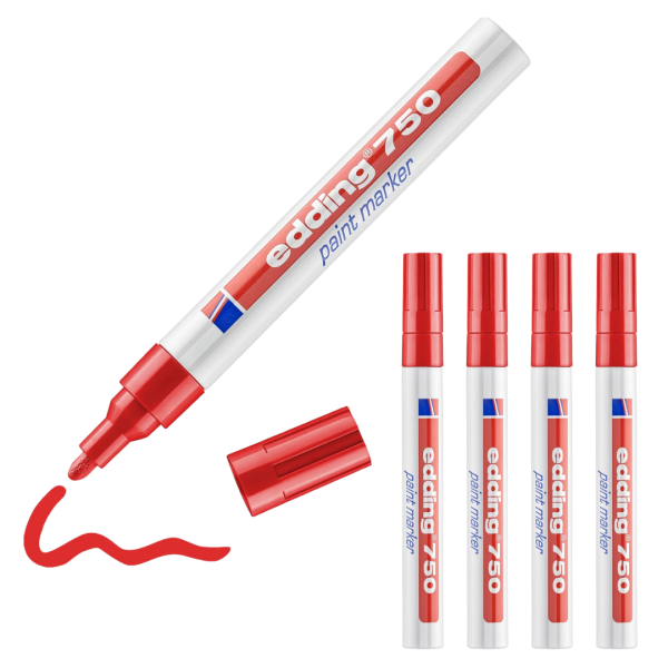 5 x edding 750 Lackmarker rot im Set