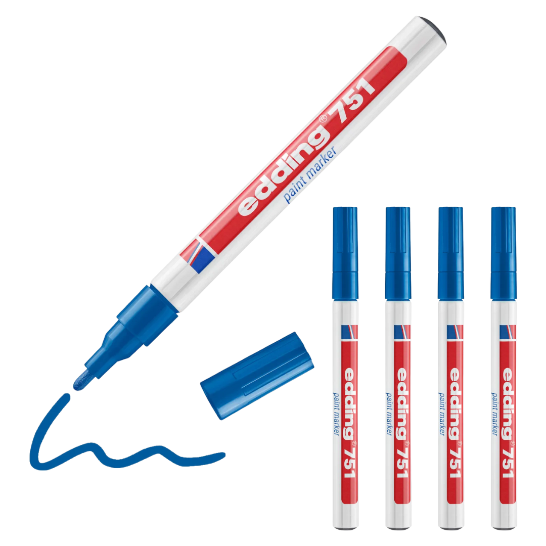 5 x edding 751 Lackmarker Blau im Set