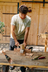 KIRSCHEN WOODWORKER Essentials Set 2 - Stechbeitelsatz 6-10-12-16-20-26 mm in Ledertasche + Holzhammer + Anreißmesser 1821000 | Gravur möglich